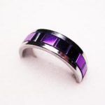 Anneau bague en acier sertie de mirroir 
